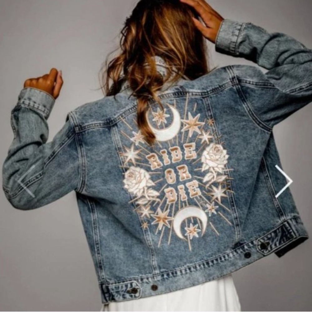 NWT Rue De Seine Ride or Die Denim Bridal Jacket